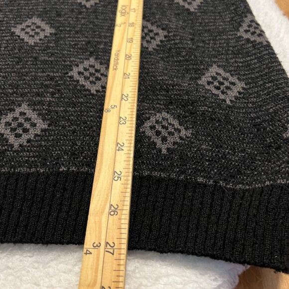 VTG Mondo di Marco Mens Black Gray Diamond Print Wool Blend Sweater Sz Medium - Picture 13 of 14